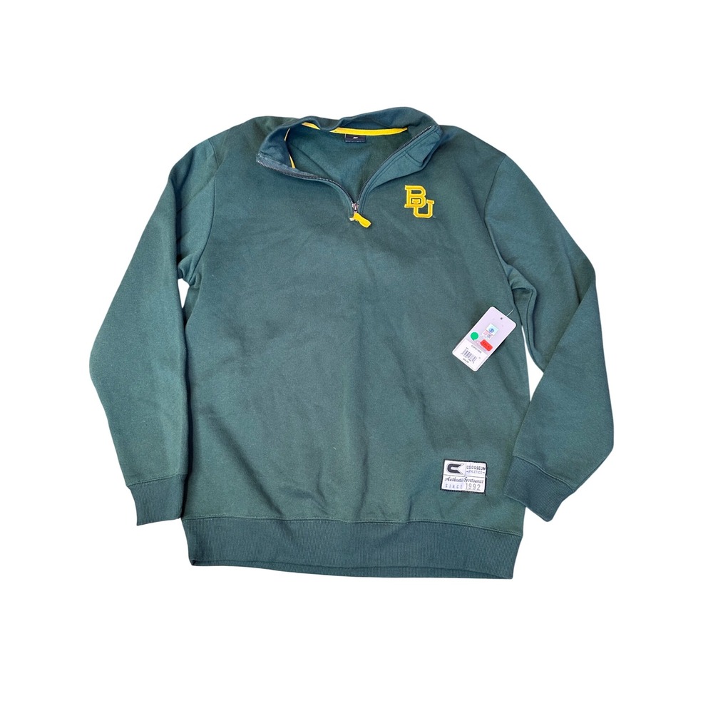 Colosseum Baylor Bears Mens XL‎ Quarter Zip Sweatshirt Green Gold COFZ11605 NWT
